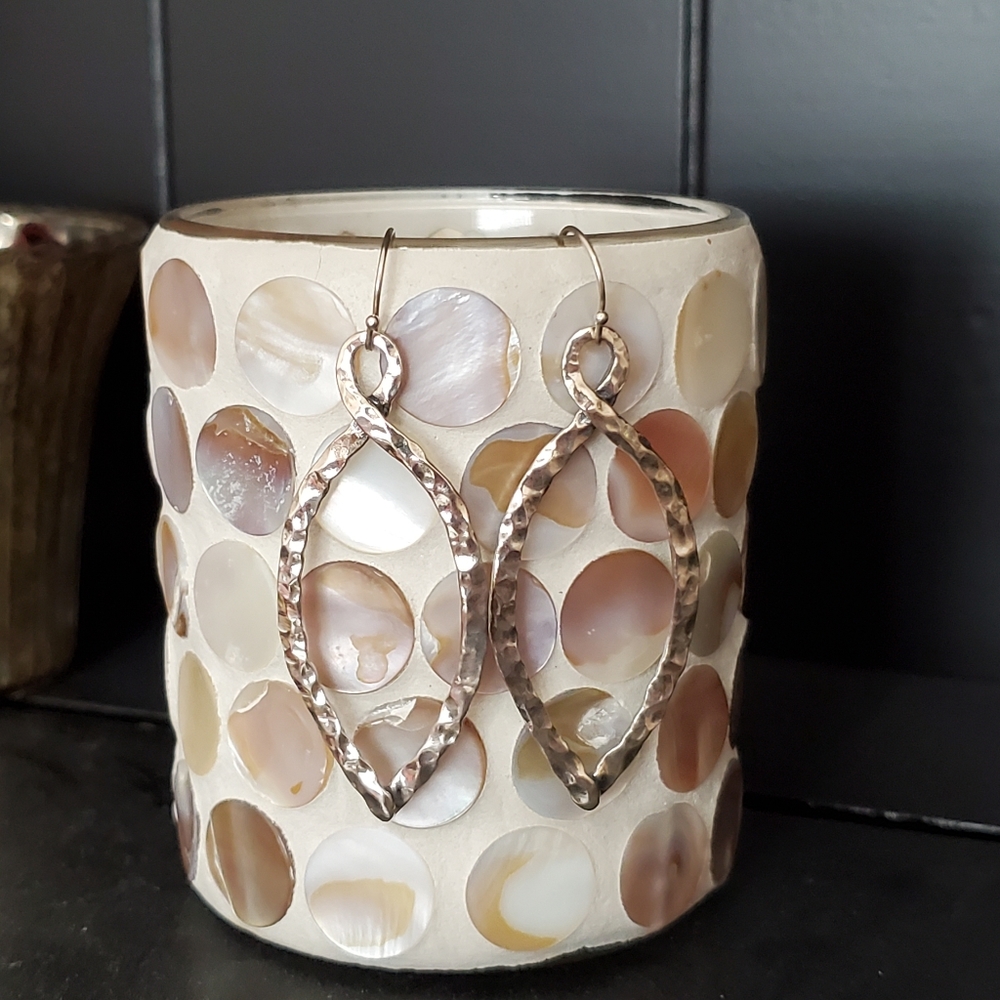Or Paz PZ Sterling Hammered Marquise-Shaped Earrings Like-New Condition - Picture 7 of 11